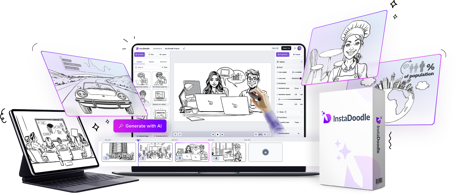 InstaDoodle AI dashboard workflow